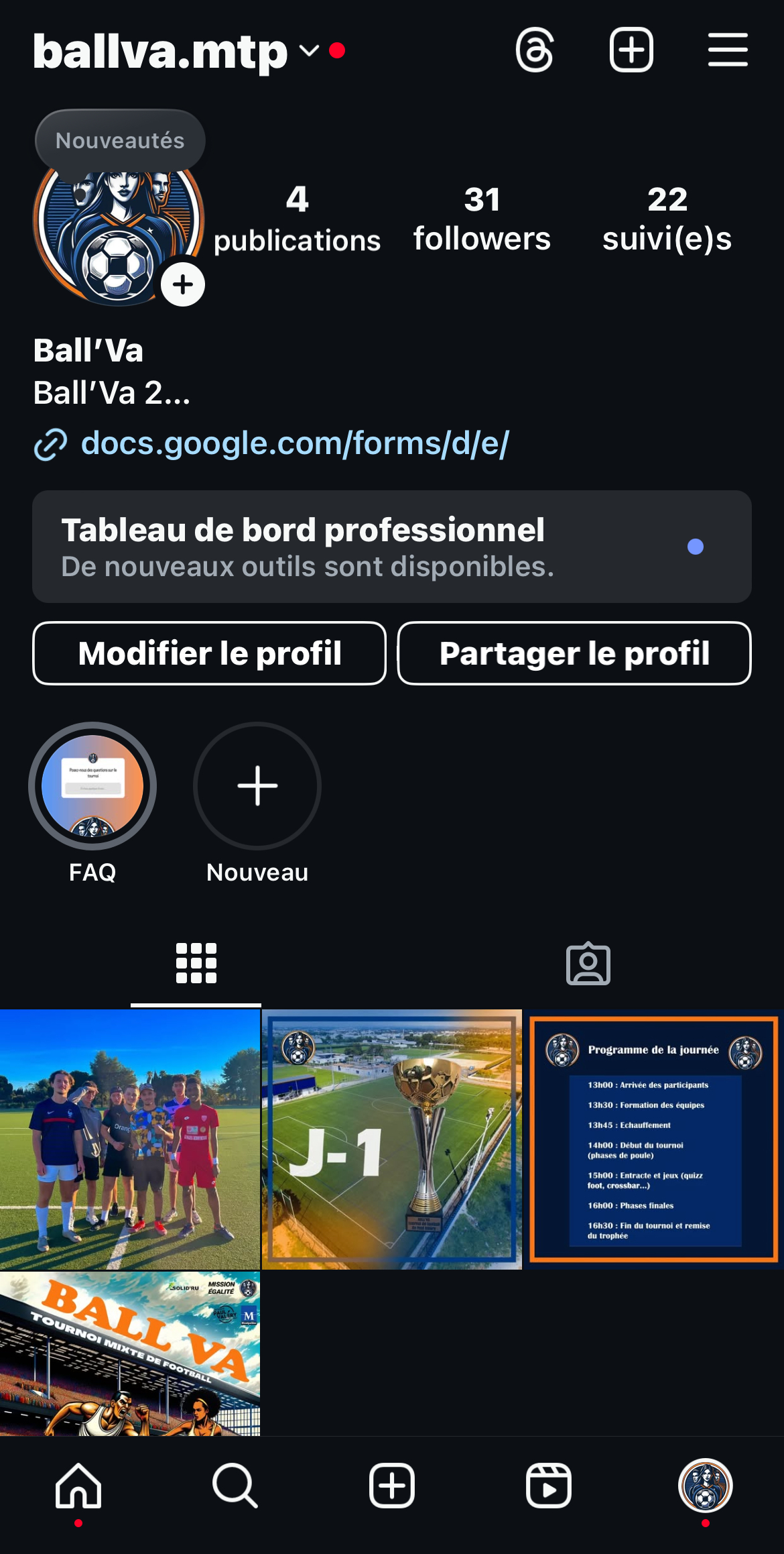 Réalisation d'un compte Instagram