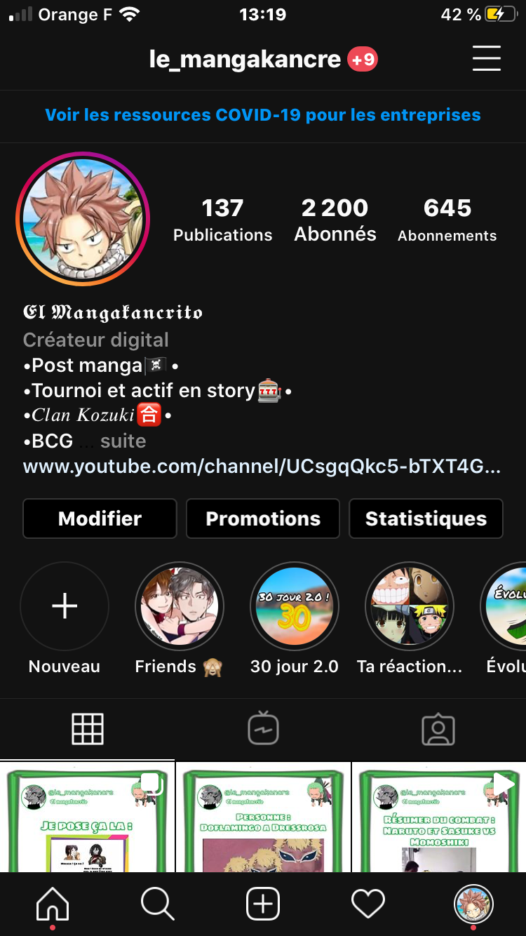 Réalisation d'un compte Instagram