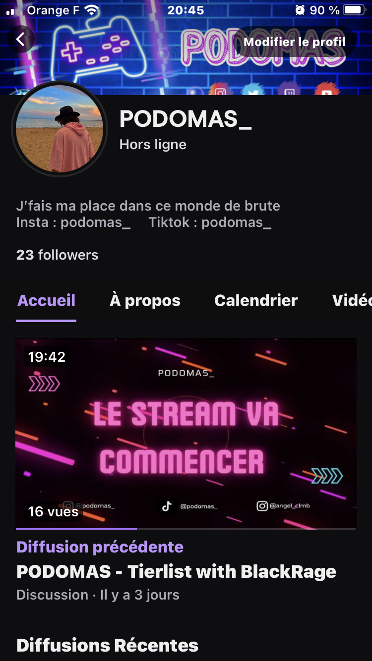 Réalisation d'une chaîne Twitch